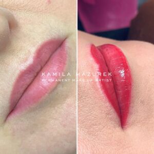 makijaz permanentny usta po zabieg i wygojone